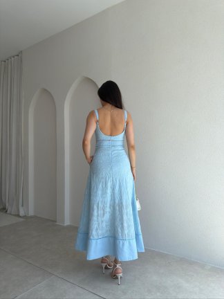 RAVEN Midi Elbise 8694 - Bebe Mavisi - 3