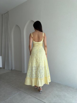 RAVEN Midi Elbise 8694 - Sarı - 3