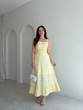 RAVEN Midi Elbise 8694 - Sarı 