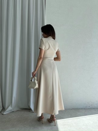 RAZİANA Midi Elbise 3674 - Krem - 5