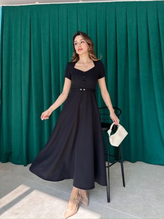 RAZİANA Midi Elbise 3674 - Siyah - 2