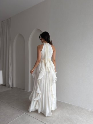REBECA Halter Yaka Maxi Elbise 3772 - Beyaz - 3
