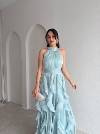 REBECA Halter Yaka Maxi Elbise 3772 - Mint - 2