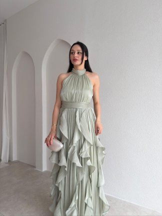 REBECA Halter Yaka Maxi Elbise 3772 - Yeşil - 2