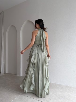 REBECA Halter Yaka Maxi Elbise 3772 - Yeşil - 3