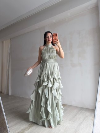 REBECA Halter Yaka Maxi Elbise 3772 - Yeşil - 4