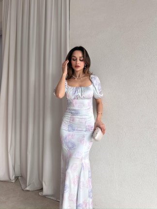 REBUEN Maxi Elbise 3322 - Mavi - 1