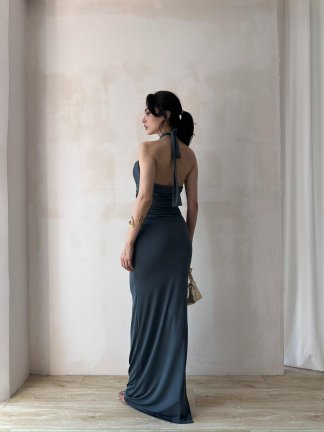 REGİNA Maxi Elbise 6050 - Füme - 3