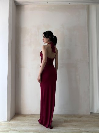 REGİNA Maxi Elbise 6050 - Bordo - 5