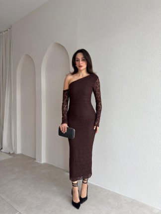 REMOVE Midi Elbise 8658 - Acı Kahve - 2