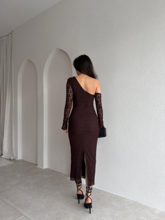 REMOVE Midi Elbise 8658 - Acı Kahve - 3