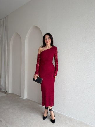 REMOVE Midi Elbise 8658 - Bordo - 2