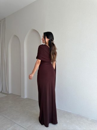RENATE Maxi Elbise 3007 - Acı Kahve - 3
