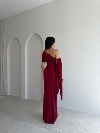 RENATE Maxi Elbise 3007 - Bordo - 3