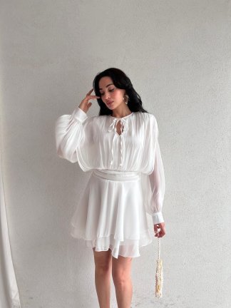 REOSA Mini Elbise 5463 - Beyaz 