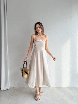 REYNA Midi Elbise 3474 - Taş - 2