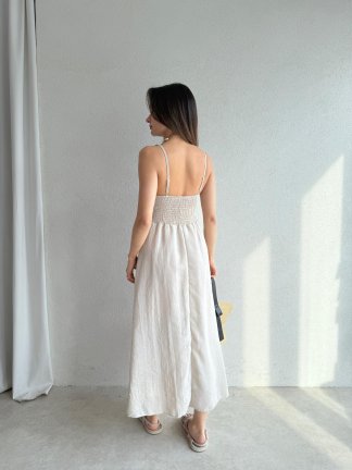 REYNA Midi Elbise 3474 - Taş - 3