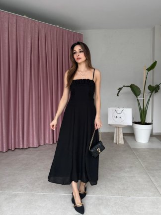 REYNA Midi Elbise 3474 - Siyah - 2
