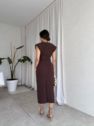  RİBELLA Midi Elbise 8313 - Acı Kahve - 3