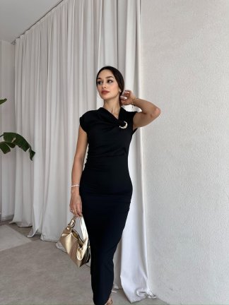 RİBELLA Midi Elbise 8313 - Siyah - 2