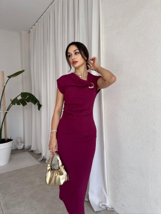  RİBELLA Midi Elbise 8313 - Mürdüm 