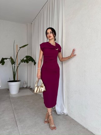  RİBELLA Midi Elbise 8313 - Mürdüm - 2