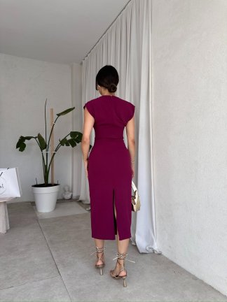  RİBELLA Midi Elbise 8313 - Mürdüm - 3