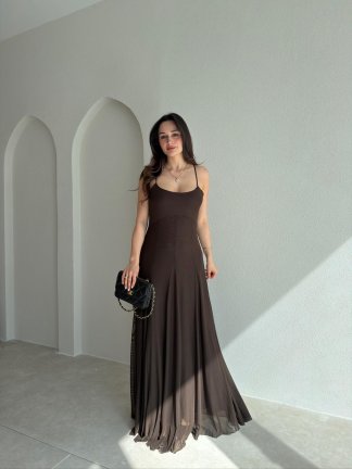  RİCHARD Maxi Elbise 9020 - Acı Kahve - 1