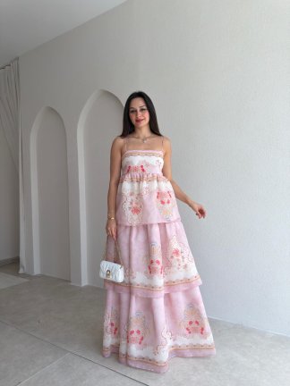 RİCKY Maxi Elbise 2564 - Pudra 