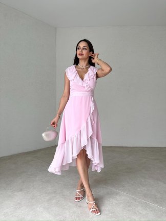 RİENO Midi Elbise 2168 - Pembe - 2