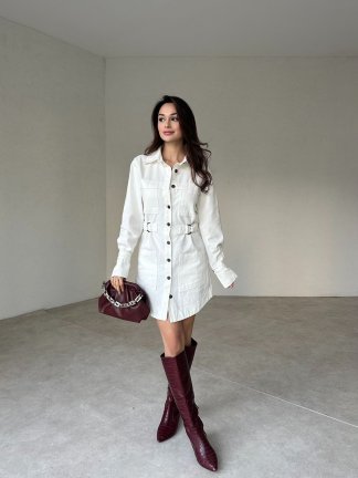 RİLEY Mini Elbise 3093 - Beyaz - 2