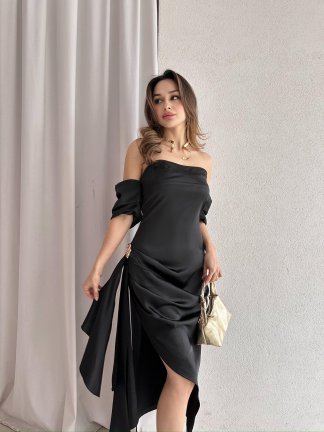 RİNNA Midi Elbise 4728 - Siyah - 1