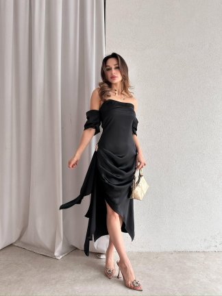 RİNNA Midi Elbise 4728 - Siyah - 2