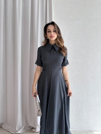 RİXOS Midi Elbise 4547 - Siyah 