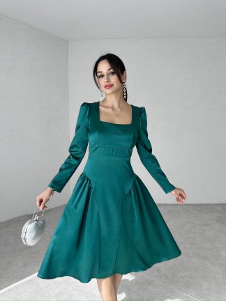 ROBİN Midi Elbise 2983 - Yeşil 