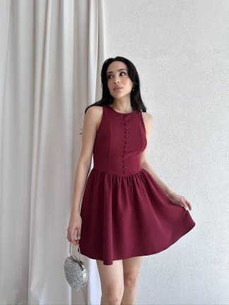 ROCH Mini Elbise 5754 - Bordo - 1