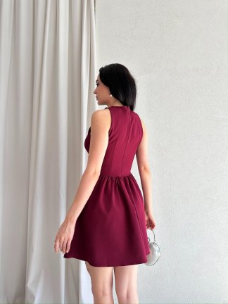 ROCH Mini Elbise 5754 - Bordo - 3