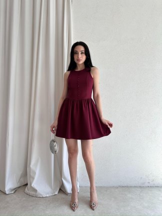 ROCH Mini Elbise 5754 - Bordo - 2