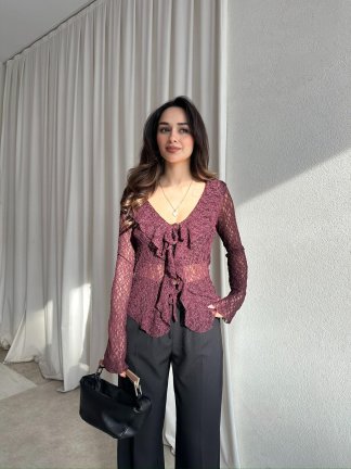 RODEO Dantelli Bluz 8394 - Bordo 