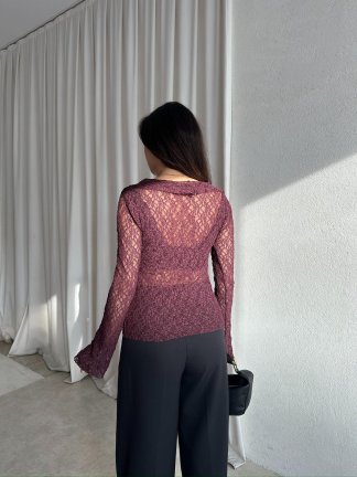 RODEO Dantelli Bluz 8394 - Bordo - 4