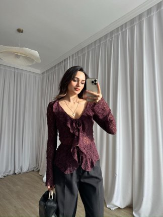 RODEO Dantelli Bluz 8394 - Bordo - 2