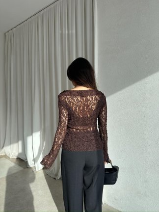 RODEO Dantelli Bluz 8394 - Acı Kahve - 3