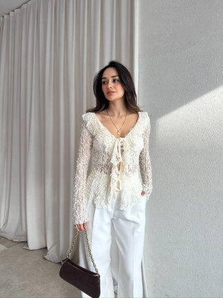 RODEO Dantelli Bluz 8394 - Beyaz 