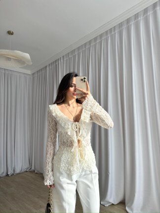 RODEO Dantelli Bluz 8394 - Beyaz - 2