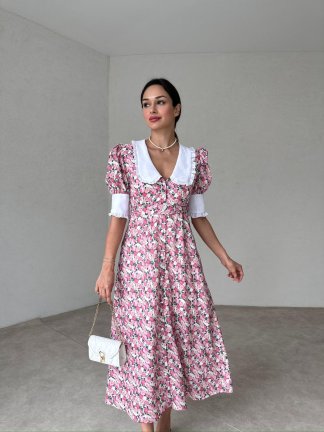 ROGERS Midi Elbise 8664 - Pembe - 1