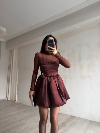 ROLLA Mini Elbise 6857 - Bordo - 3