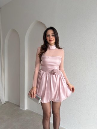 ROLLA Mini Elbise 6857 - Pudra 