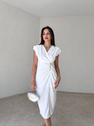 RONAN Midi Elbise 2778 - Beyaz - 1