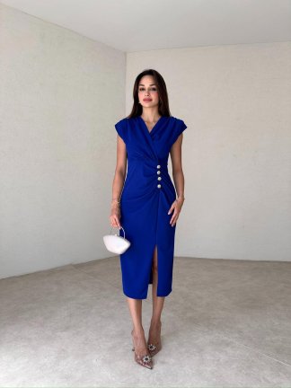 RONAN Midi Elbise 2778 - Saks Mavisi - 2