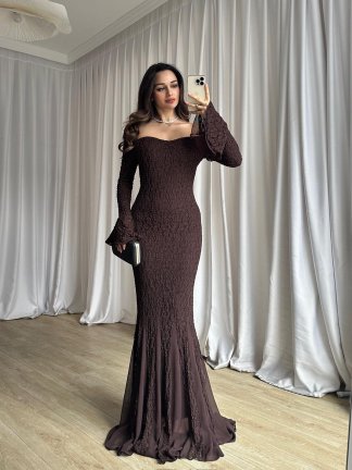 ROSALYN Elbise 9856 - Acı Kahve - 3